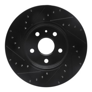 Cadillac CTS Brake Rotor (1) - Front Right - R1 Concepts - Drilled & Slotted - Black - `08-`14